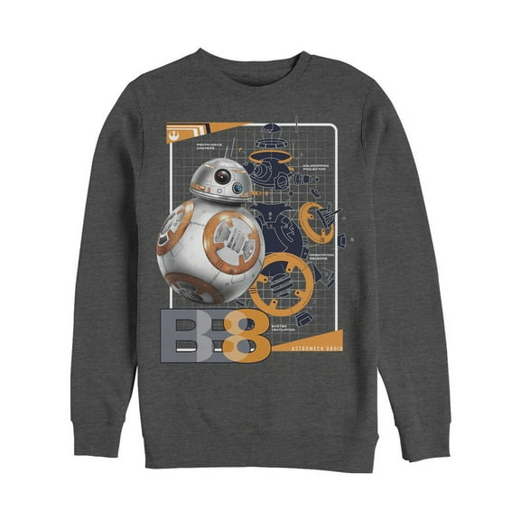 Men's Star Wars The Last Jedi BB-8 Schematics Sweatshirt Charcoal Heather X Large