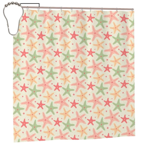 Rateoe Colorful Starfish Shower Curtain - Fancy Bathroom Shower Curtain Sets - Waterproof Shower Curtain with Hooks with 12 Plastic Hooks 72x72 Inches