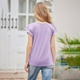 thumbnail image 6 of LIIPEE Girls Shirts Solid Color Ruffles Sleeve Round Neck Plain Tshirts Top Kids Classic Indoor Tee,Purple,7-8 Years, 6 of 7