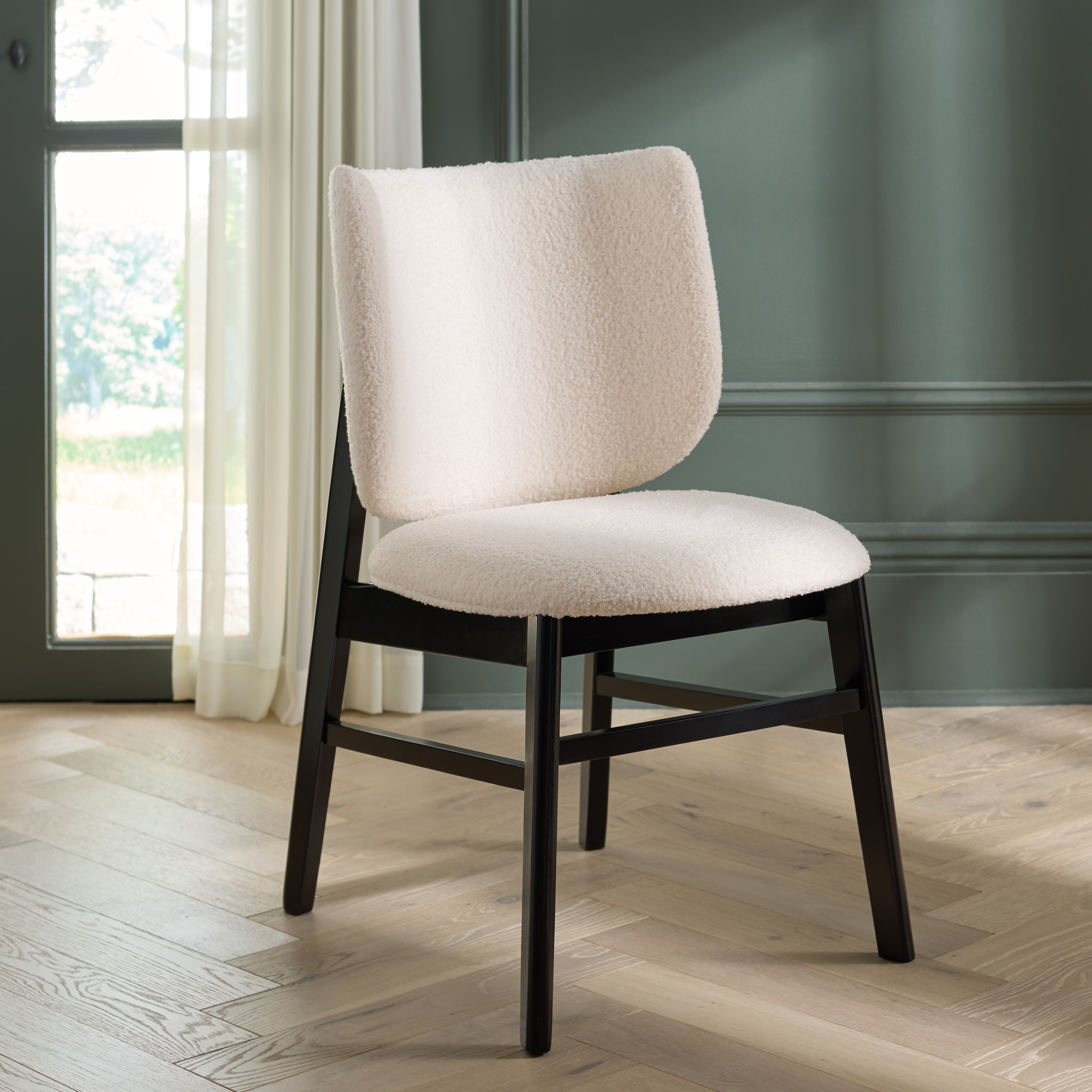 Safavieh Norman Modern Fabric and Rubberwood Dining Side Chairs, White / Black
