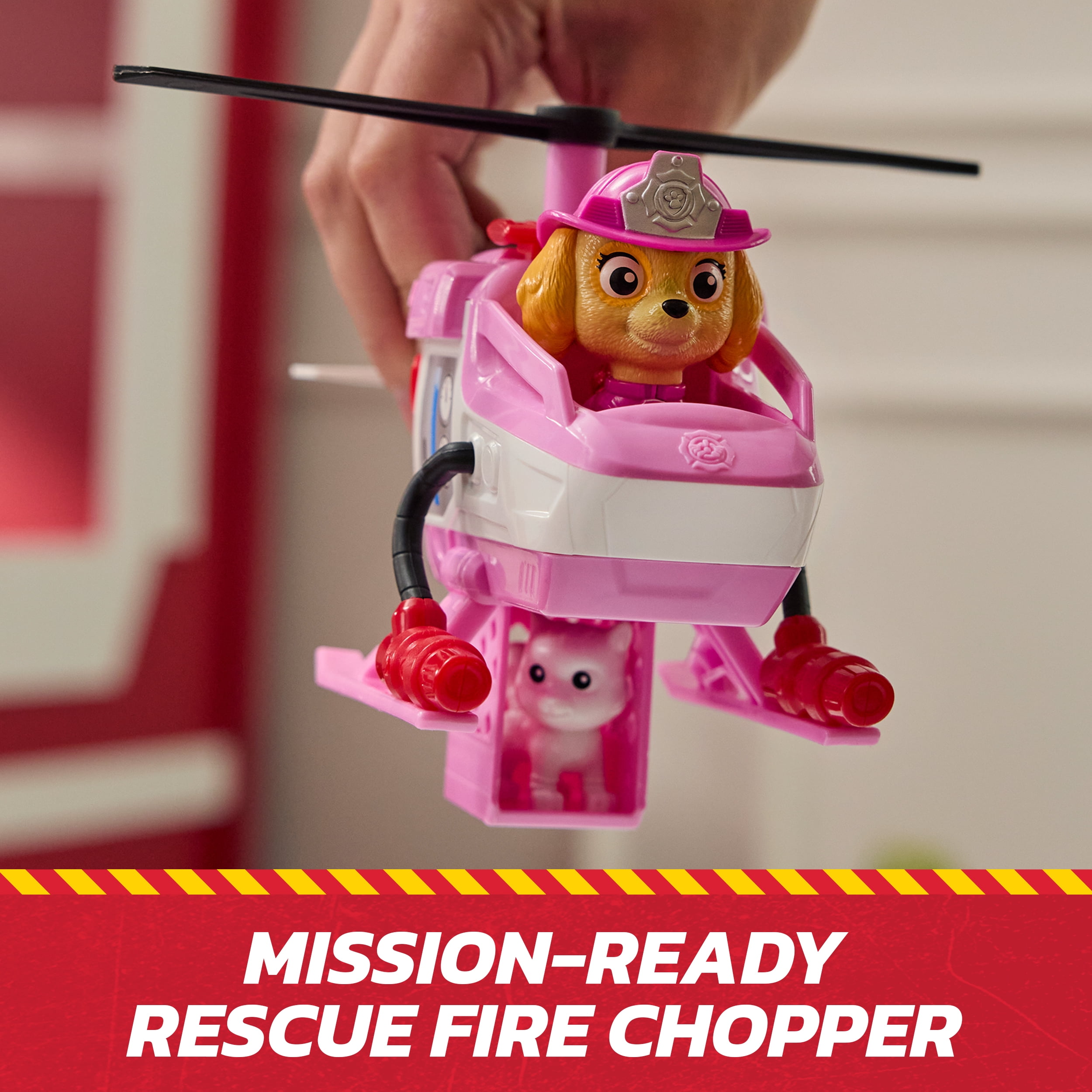 PAW Patrol Fire Rescue: Skye Rescue Fire Chopper with Action Figure, Kitty Friend & Toy Helicopter, Kids Toys for Boys & Girls Ages 3 and Up