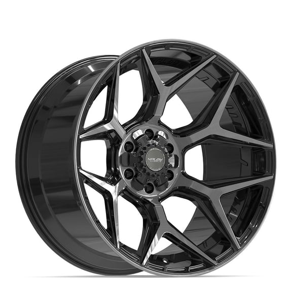 4PLAY Wheels 4P06 22 Inch Rims Fit 6x135 & 6x139.7 22x12 Gloss Black Brushed with Tinted Clear (Set of 4)