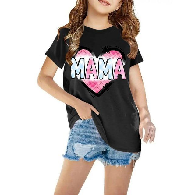 Birdeem Chemises pour Enfants T-Shirt Graphique à Manches Courtes Col Rond Crop Top pour Filles et Garçons de 3 à 14 Ans T-Shirt Tee