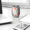 thumbnail image 3 of 12oz Stemless Wine Tumblers Pioneer Flower Vacuum Insulated Stainless Steel Travel Tumbler Cups Mug with Lid and Straw for Champaign,Cocktail,Beer with Cleaning Brush, 3 of 5