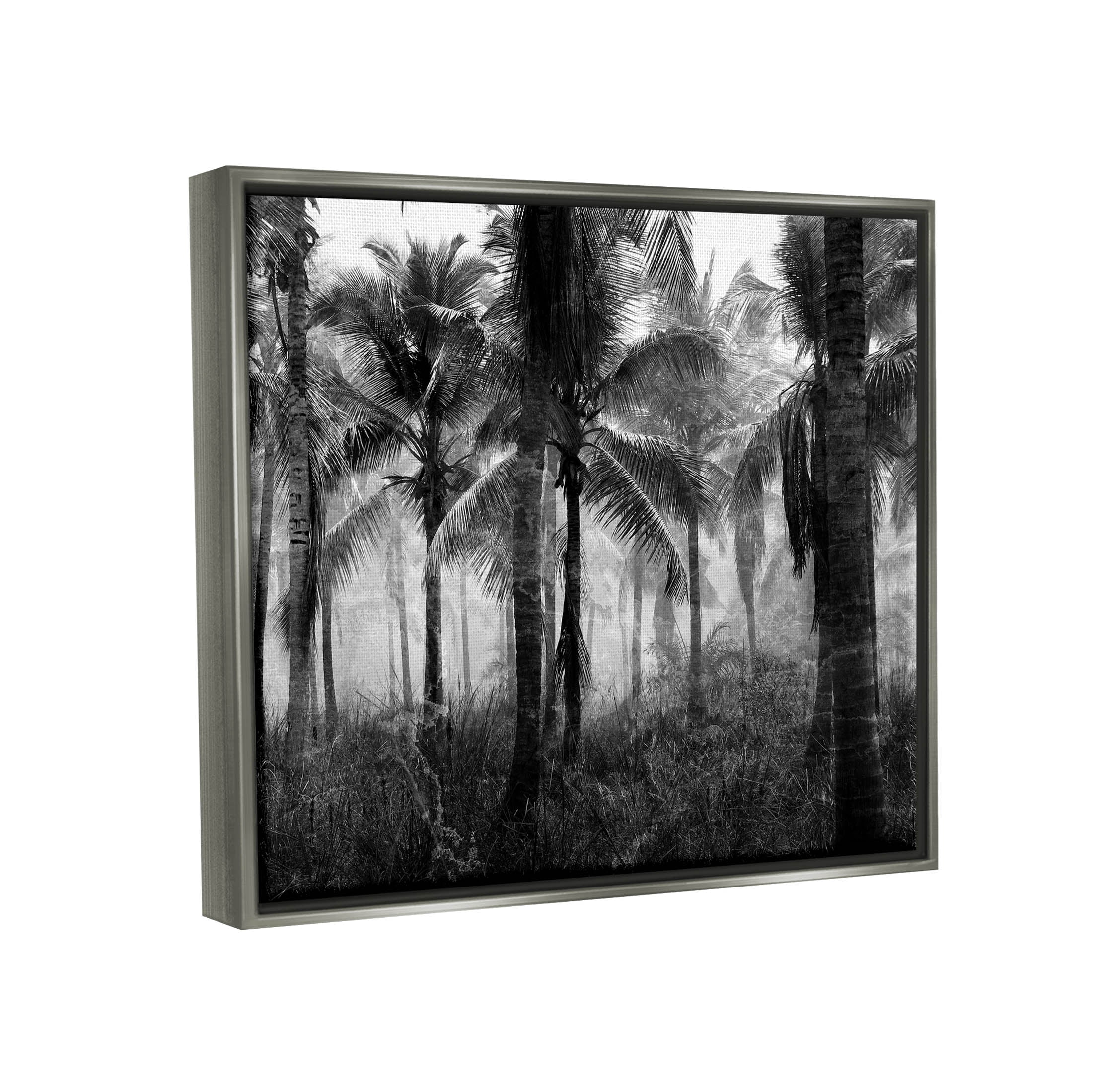 Stupell Industries Dense Tropical Palm Tree Forest Photograph Luster Gray Floating Framed Canvas Print Wall Art, Design by Kim Allen
