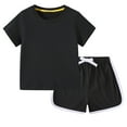 thumbnail image 4 of XZNPDUCQ Toddler Kids Little Girl Summer Clothes Set 6 12 18 24 Months 2T 3T 4T 5T Short Sleeve Print T shirt Tops with Camouflage Pattern Shorts 2 Pcs Outfit Dailywear Black，5-6 Years, 4 of 9