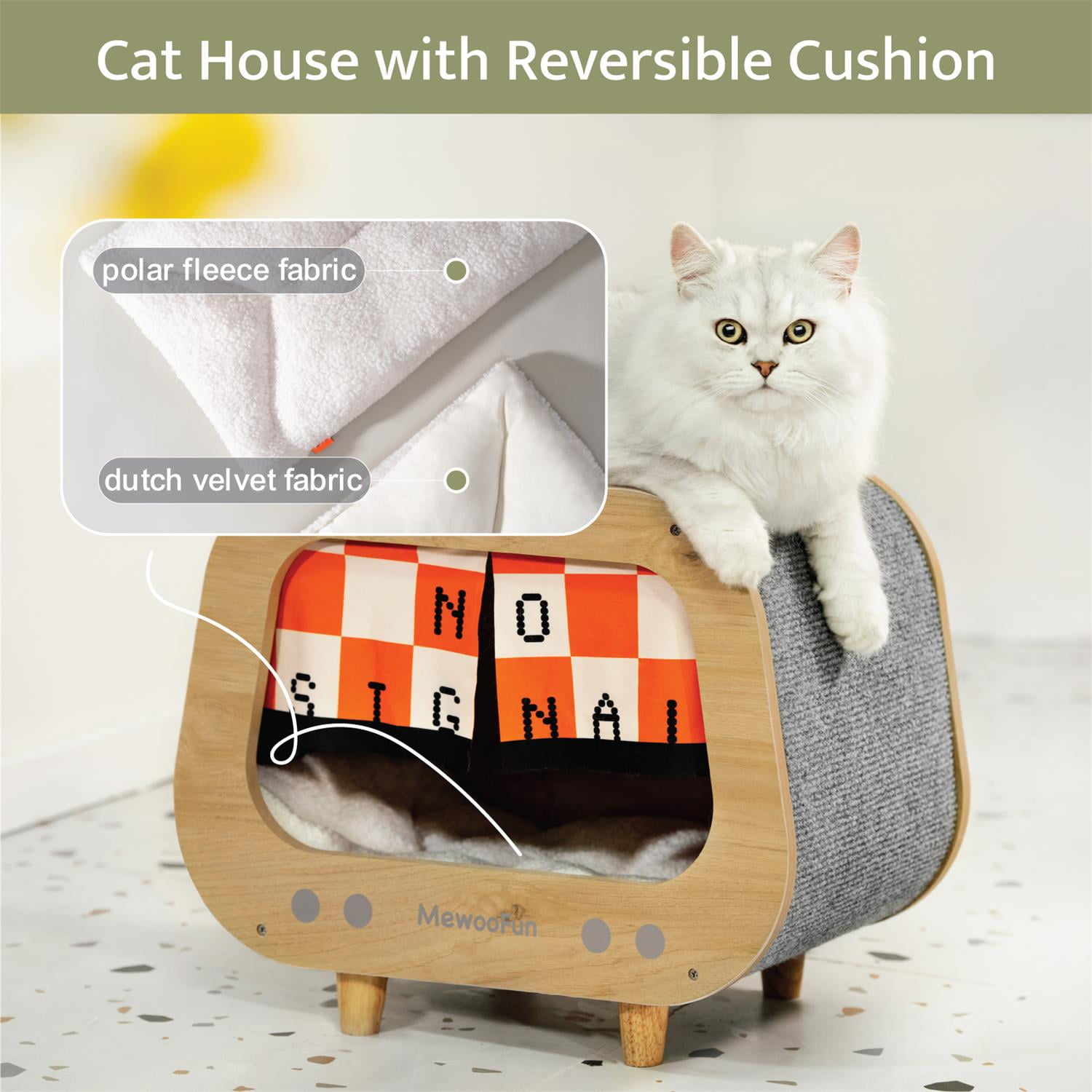 Pefilos 18" Cat House for Indoor Cats with Scratching Posts and Plush Ball Toy, Modern Cat Cave Bed, Cat Nest Condo Cute Cat Shelter, Beige Pefilos 18" Cat House for Indoor Cats with Scratching Posts and Plush Ball Toy, Modern Cat Cave Bed, Cat Nest Condo Cute Cat Shelter, Beige