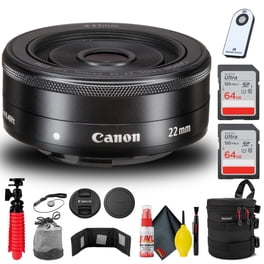 Canon EF-M 22mm f/2 STM Lens (Graphite) Lens with Bundle Package