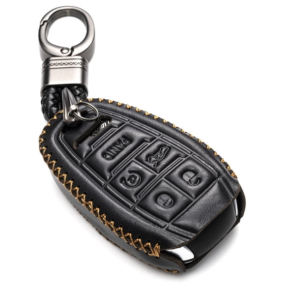 Vitodeco Genuine Leather Smart Key Fob Case Protector Compatible for Alfa Romeo Giulia, Stelvio, Tonale 2017 - 2025 (5-Button, Black)