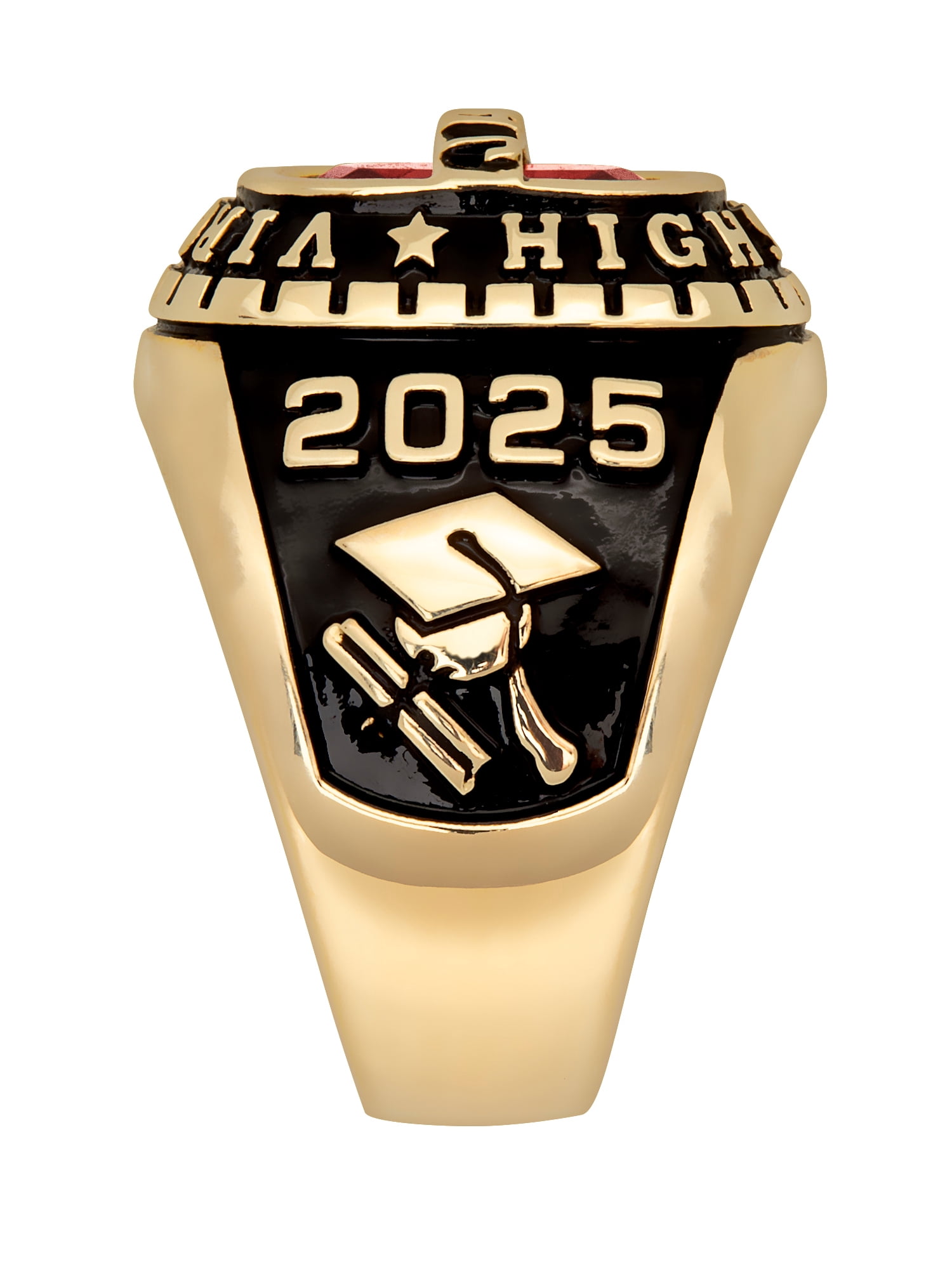 Order Now for 2025 Graduation, Freestyle Men's 14K Gold Plated Personalized-Top Classic Class Ring, Personalized, High School or College
