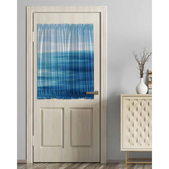Blue Coastal Wave Blackout Curtains French Door Curtains for Door Window, Summer Nautical Oil Painting Ocean Privacy Drapery for Patio/Sidelight Doors, 1 Panel with Tieback, 54 x 40 Inches