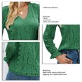 thumbnail image 5 of Blusa de fibra de poliéster de manga larga con costuras huecas de invierno, talla L, blusa de encaje verde con escote en V, 5 of 5