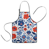 Pioneer Flower Floral Print Pattern Kids Aprons for Girls and Boys,Adjustable Neck Strap Toddler Aprons for Kids Cooking Baking