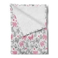 thumbnail image 2 of Butterfly Soft Flannel Fleece Blanket, Sketch Style Animals Leaves Abstract Nature Depiction Romantic Swirls Lines, Cozy Plush for Indoor and Outdoor Use, 50" x 60", Grey Pink White, by Ambesonne, 2 of 5