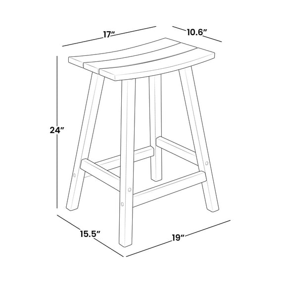 Polytrends  Laguna Hdpe All Weather Outdoor Patio 24" Saddle Seat Counter Stool (Set Of 3) Black