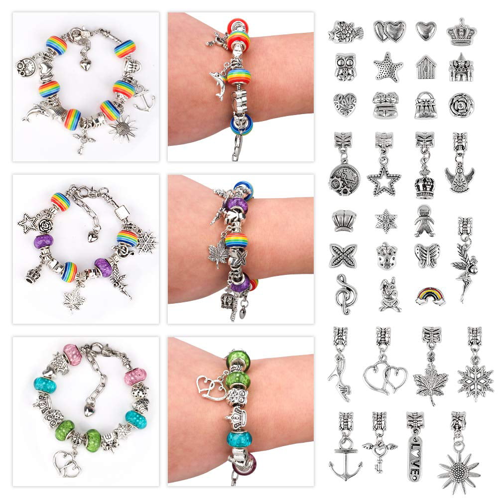Anicco Charm Bracelet Making Kit for Girls with Beads, Pendant Charms,  Crystal Buckle Bracelets, and Necklace for DIY Craft Gifts for Teen Girls  Age