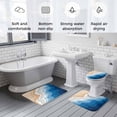 thumbnail image 5 of Blue Geometric Beach Bath Mat 3 Piece Bathroom Rug Set, Ombre Waves Moire Abstract Art Non Slip Bath Rug Contour Mat and Toilet Lid Cover, Absorbent Shower Mats Soft Bath Rugs and Mats Sets, 5 of 8
