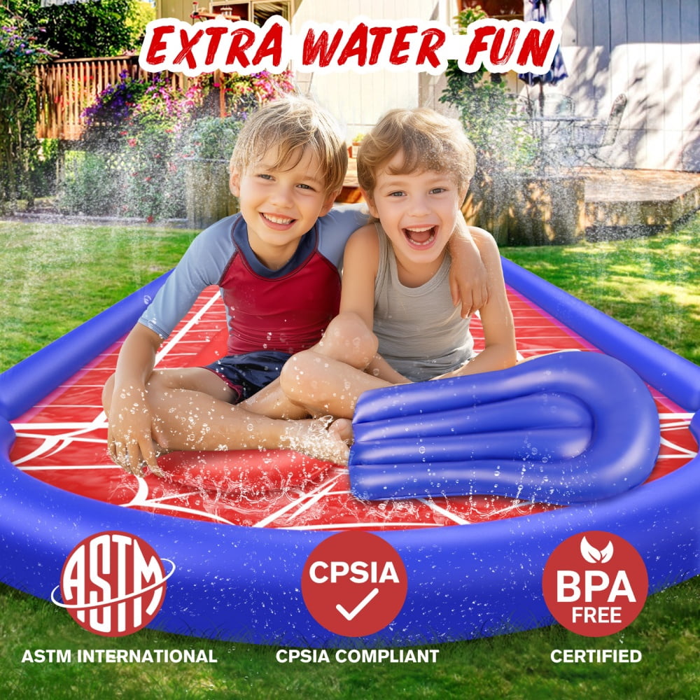 Growsly Slip and Slide Lawn Water Slide, 30FT Heavy Duty Double Lane for Kids Backyard Games with Sprinkler and 2 Bodyboards, Red