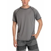 Charmo Men's Short Sleeve Active Rashguard Shirts Solid Workout Top Sports Tee UPF 50+