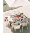 thumbnail image 3 of 60x84 Inch Outdoor Tablecloth with Umbrella Hole Zipper Rectangle Red Mushrooms Rectangular Tablecloths Outside Waterproof Elegant Pastoral Botanical Watercolor Patio Table Cover for Picnic Party, 3 of 8