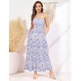 thumbnail image 2 of Vestido largo GRACE KARIN sin mangas con estampado floral azul blanco, 2 of 6
