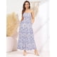 thumbnail image 2 of Vestido largo GRACE KARIN, sin mangas, en forma de A, con columpio, playa, azul y blanco, 2 of 6