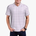thumbnail image 3 of Balery Purple Checkboard Printed Men’s Short Sleeve Polo Shirt, Midweight Men's Shirt,Golf Polo shirts -Large, 3 of 9