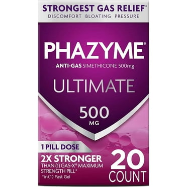 Phazyme Ultimate Gas Bloating Relief Works in Minutes 500 mg Simethicone Fast Gels, 20 Count
