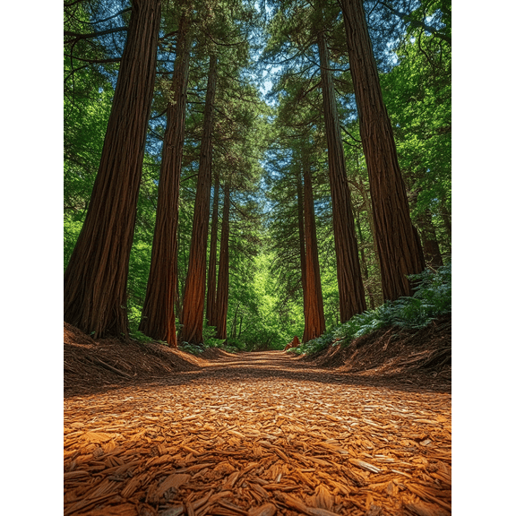Redwood Forest Path Wall Art/Canvas Print， Suitable for Living Room，Yoga Studio， and Meditation Room Decoration.
