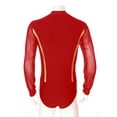 thumbnail image 6 of iiniim Men's Shiny Rhinestone Deep V Neck Latin Tango Dance Shirt Leotard Ballroom Dance Costume Red L, 6 of 7