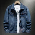 thumbnail image 3 of Abrigo vaquero para hombre, azul, con botones de Corea, entrega rápida, holgado, talla L, chaqueta vaquera informal para hombre, ropa retro japonesa de alta calidad, talla S, 3 of 4