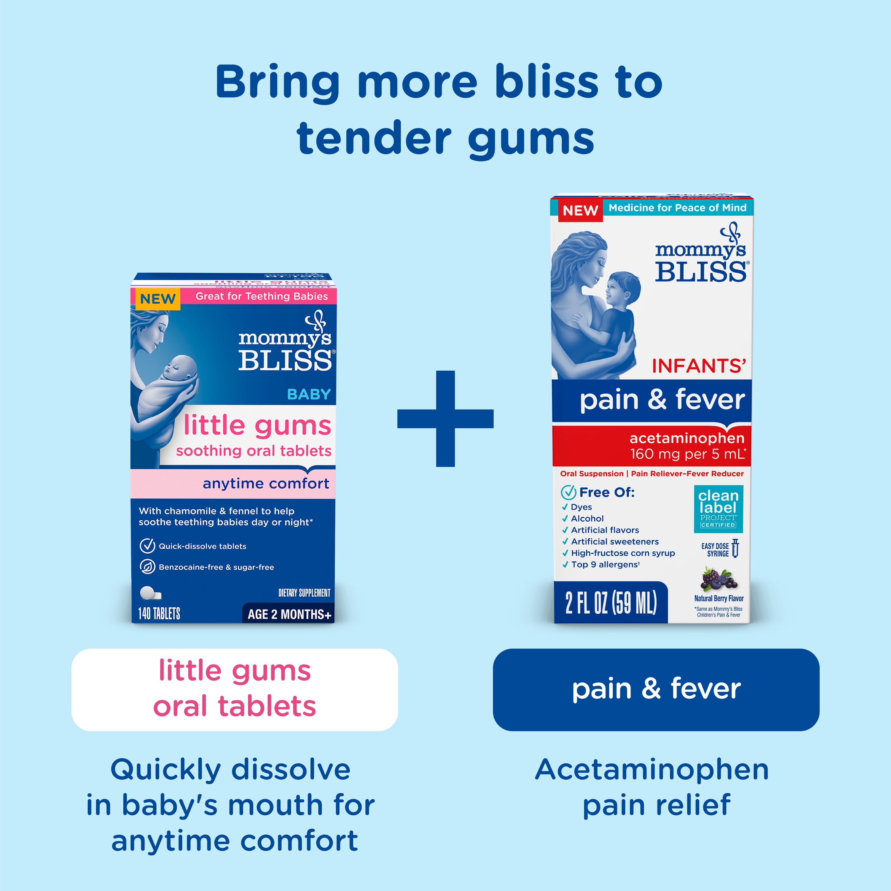 Mommy's Bliss Baby Gum Massage Organic Gel, Day & Night, 1.06 oz, 2 Pack