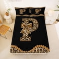 thumbnail image 5 of Erosebridal Girl Personalized Gifts Queen Sheet Sets,Cheetah Pattern Bowtie Alphabet P Bed Set For Kids 4pcs, 5 of 6