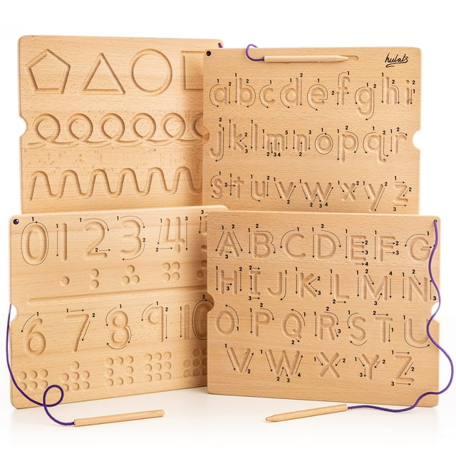 Hulats Aprende A Escribir - Tableros De Rastreo De Números Y Letras Con Flechas De Dirección - Alfabeto De Madera Aprendizaje Montessori Juguetes 4+ Años Herramientas De Escritura Para Niños Pequeños