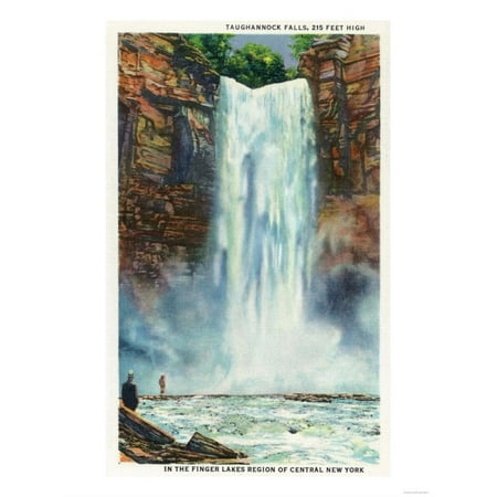 Ithaca, New York - View of Taughannock Falls from the Bottom Print Wall Art By Lantern