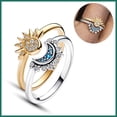 thumbnail image 3 of Anillo bicolor con combinación de sol y luna, apilable, personalidad brillante, anillo de mujer, regalo de pareja, joyería, 3 of 6