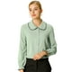 thumbnail image 1 of Blusa De Manga Larga Con Cuello Peter Pan Y Volantes Para Mujer Allegra K Verde XS, 1 of 6