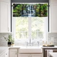 thumbnail image 4 of Green Forest Tree Valance Curtain Pine Coniferou Trees Forest Watercolor Style Rod Pocket Valance Window Treatments Short Curtains for Kitchen Farmhouse Decor 54x18inch, 4 of 6