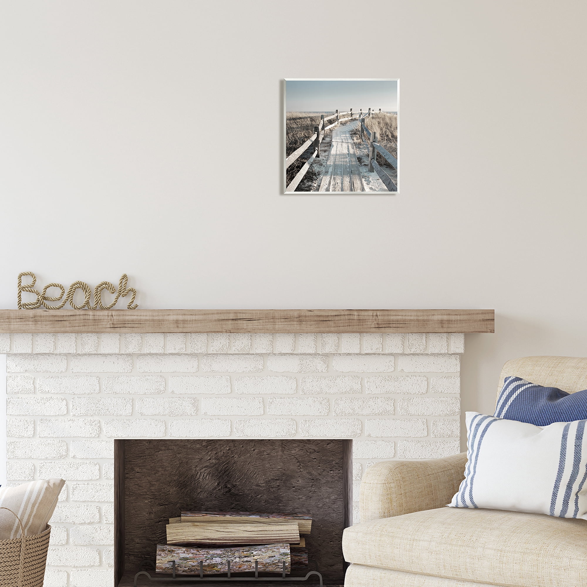 Stupell Industries Seaside Boardwalk Coastal Beach Coastal Photography Unframed Art Print Wall Art