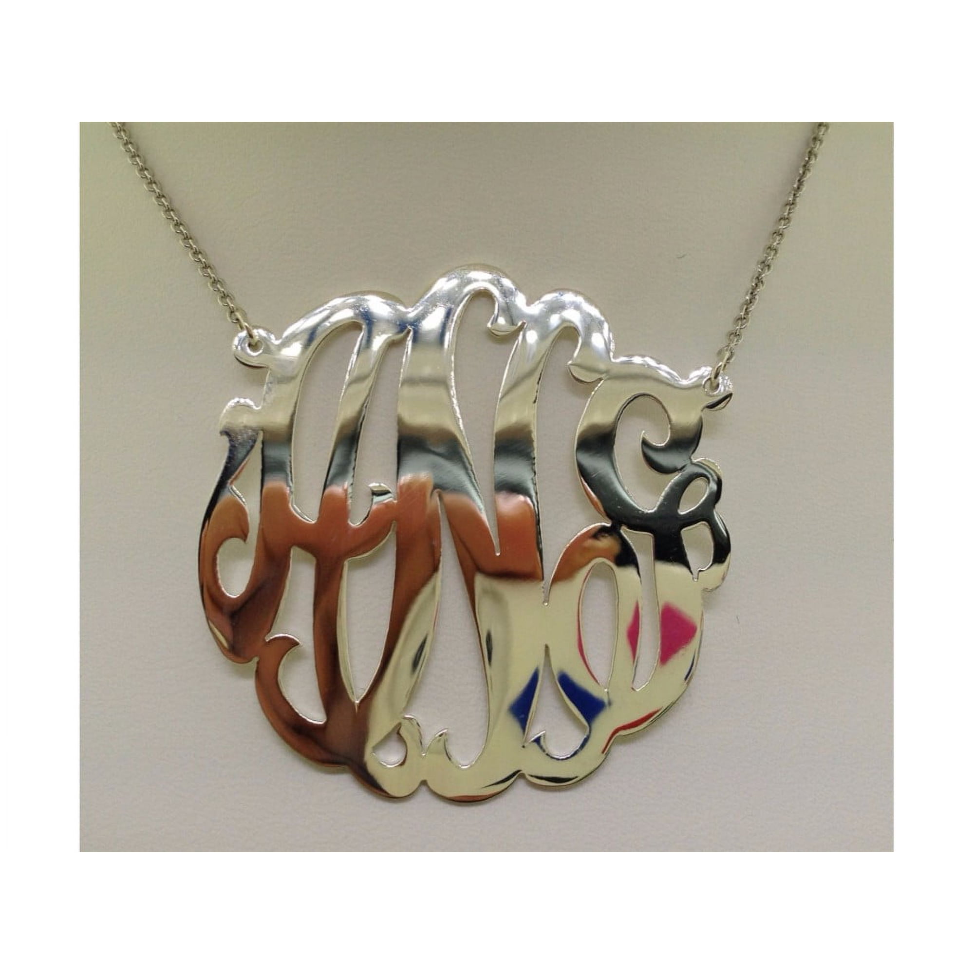 Personalized 45MM Nameplate Pendant Necklace 14k Yellow or 14K 14K White Gold. Special Order, Made to Order. With 18 inch chain. PNK011W