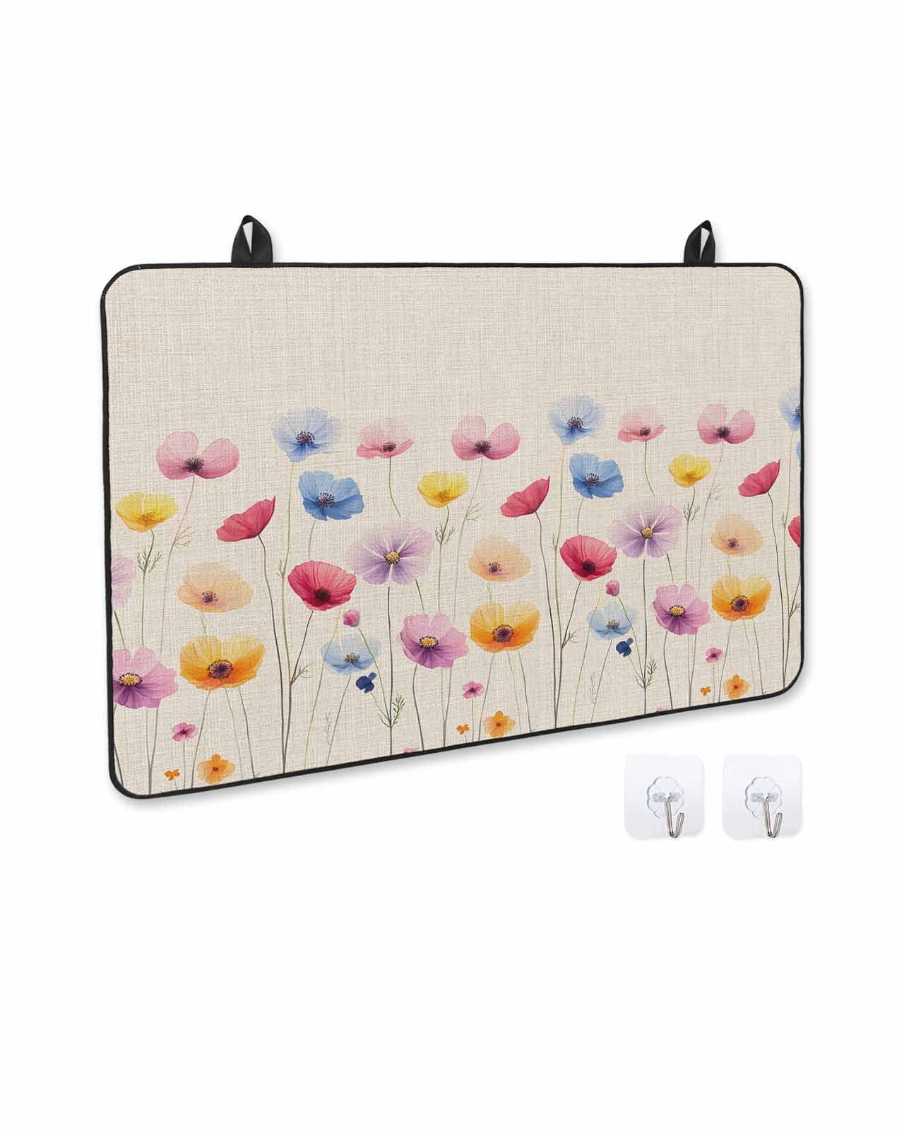 nqOlkjepod Large Induction Cooktop Protector Mat 24"x21", Colorful Floral Stove Top Covers for Electric Stove, Spring Seasonal Botanical Wildflowers Stove Burner Cover Mats, Glass Top Stove Cover
