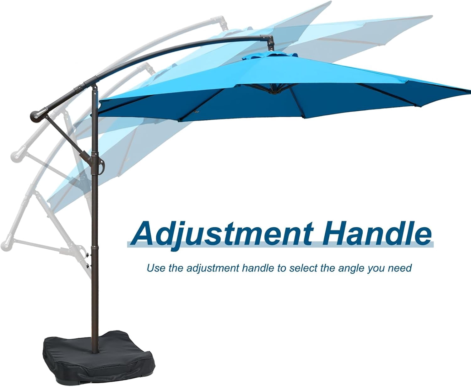 Aoodor 10Ft Offset Cantilever Hanging Patio Umbrella with Base, Outdoor Market Umbrella for Backyard, Poolside, Lawn and Garden