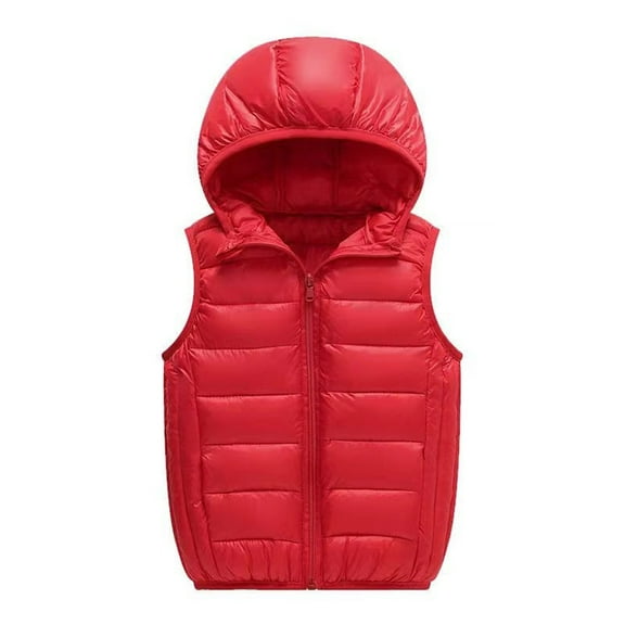 XBASW Toddler Kids Hooded Puffer Cotton Vest Full Zip Waistcoat Light Sleeveless Jacket for Boys Girls 3-12 Years