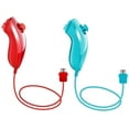 thumbnail image 1 of Ave 2 paquetes de controladores Nunchuk Nunchuck Joystick Gamepad compatible para consola Wii Wii U (azul y rojo) Sincero  Hogar, 1 of 5