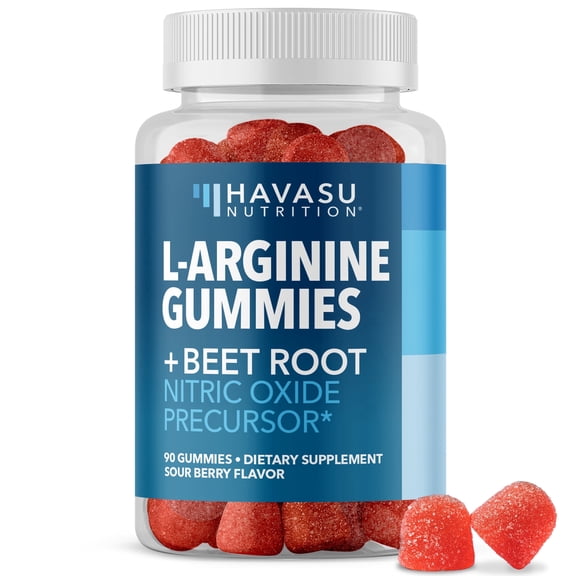 Havasu Nutrition L-Arginine Gummies, Nitric Oxide Supplement with Beet Root, Sour Berry, 90 Count