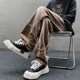 thumbnail image 4 of Pantalones vaqueros masculinos, pantalones estéticos para hombres, pantalones de diseñador Kpop, ropa de calle lavada, pierna ancha, marrón, moda coreana, nuevo en Xs, 4 of 4