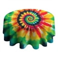 thumbnail image 4 of Rainbow Tie Dye Mandala Pattern Round Tablecloth 60"x60",Wrinkle Wipeable Table Cloth for Kitchen Dining Room Picnic Patio Party, 4 of 6
