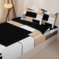 thumbnail image 2 of Castle Fairy Retro Stacked Rectangle Zipper Twin Comforter Sets with Fitted Sheet and 2 Pillowcases,Mid Century Solid Square Zipper Bedding Set,Beige Gray Black White,Reversible, 2 of 7
