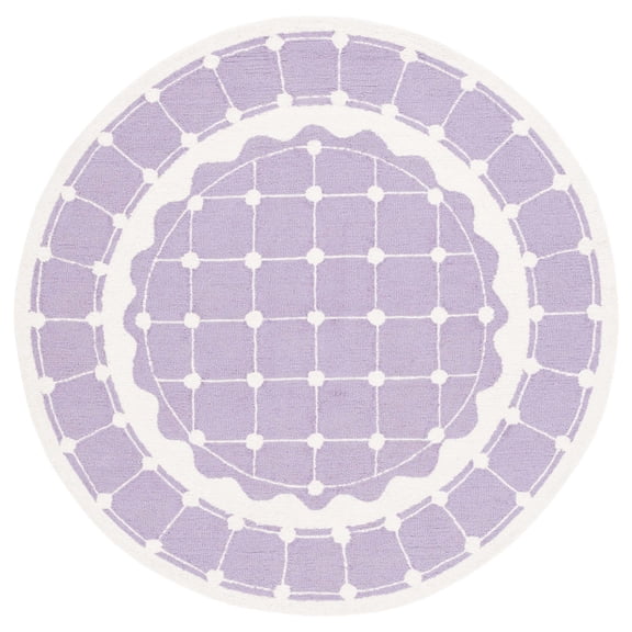 SAFAVIEH Kids Bordered Swivel Lattice Area Rug, Purple/Ivory, 5' x 5' Round