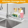 thumbnail image 5 of AEVXKHI Kitchen Sink Caddy Organzier with High Brush Holder, Sponge Holder for Kitchen Sink with Brush Holder and Towel Rack, Rustproof Kitchen Countertop Organizer, Soap Dispenser Storage Essential, 5 of 12